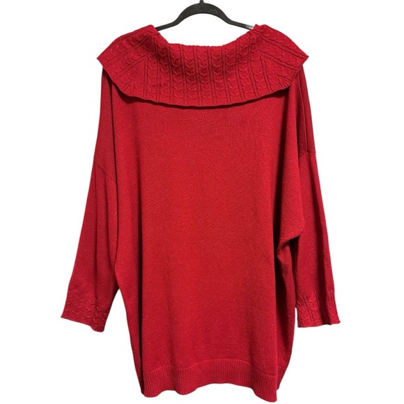 Laura Scott Red Shimmer Cowl Neck Knit Sweater Size 3XL - Picture 11 of 13